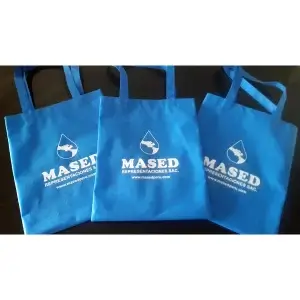 Bolsa ecológica simple personalizada MASED en notex con logotipo a un color