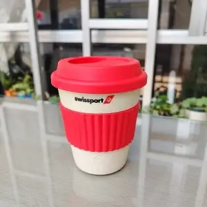 Vaso ecologico C4241 de fibra de bambú con tapa Swissport